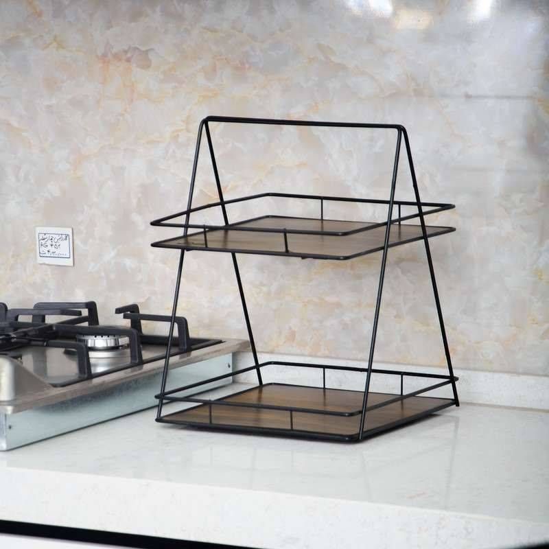 استند مربع دو طبقه مشکی فلزی 501226