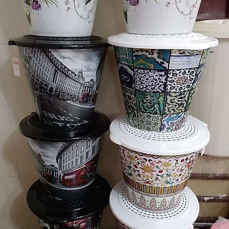 سطل گرد درب دار چاپدار 502950
